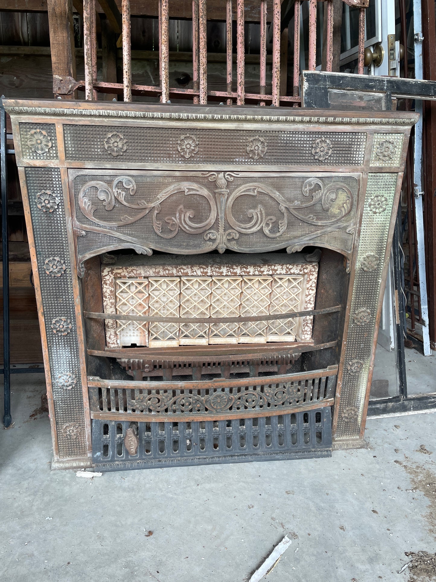 Metal Fireplace Insert B 31 1/2w x 32 1/4h”